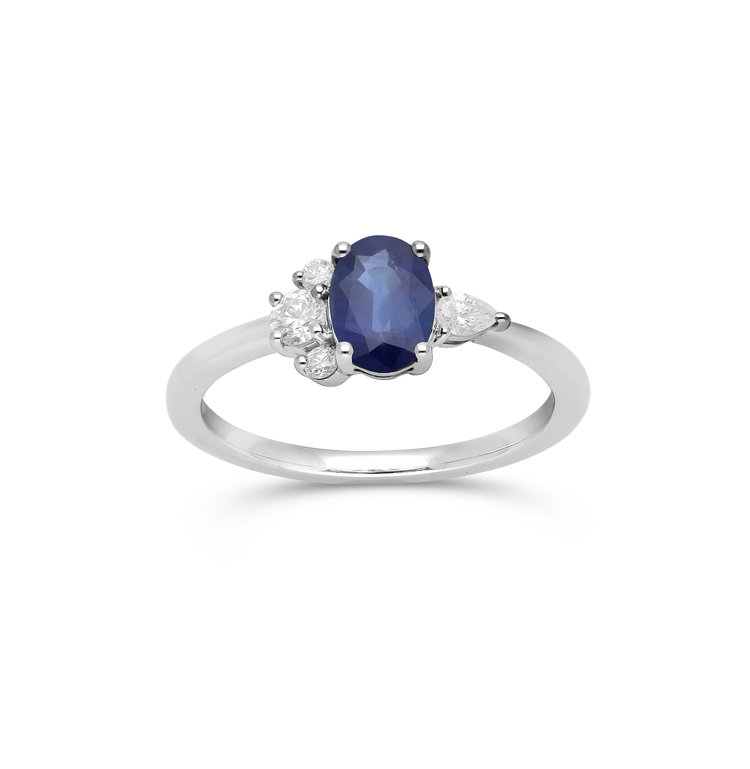 Sabel Collection White Gold Blue Sapphire and Multi-Shape Diamond Ring